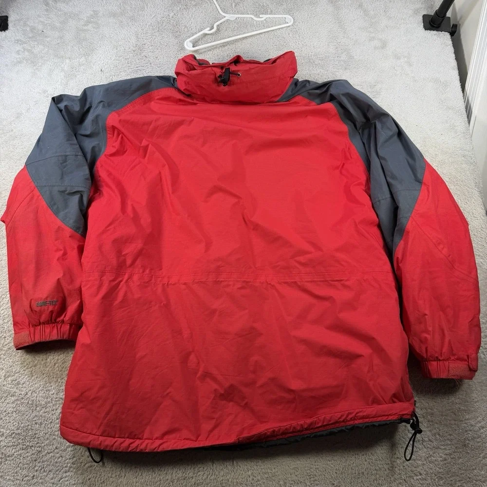 LL Bean Jacket Mens 2XL Red Grey Gore Tex Waterproof Hooded Outdoor Coat